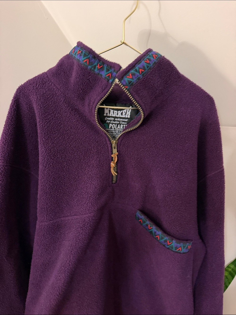 Vintage Marker Purple Polartec Fleece Half-Zip Pullover